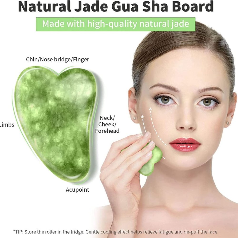 (3 pcs) Jade Roller, Gua Sha Massage Set, Beauty Gifts Sets for Women - Picture 4 of 8